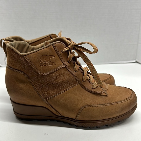 Sorel Evie II Ankle Boot Booties Lace Up Boots Waterproof Shoe Snow Tan Brown 9 - Picture 1 of 8